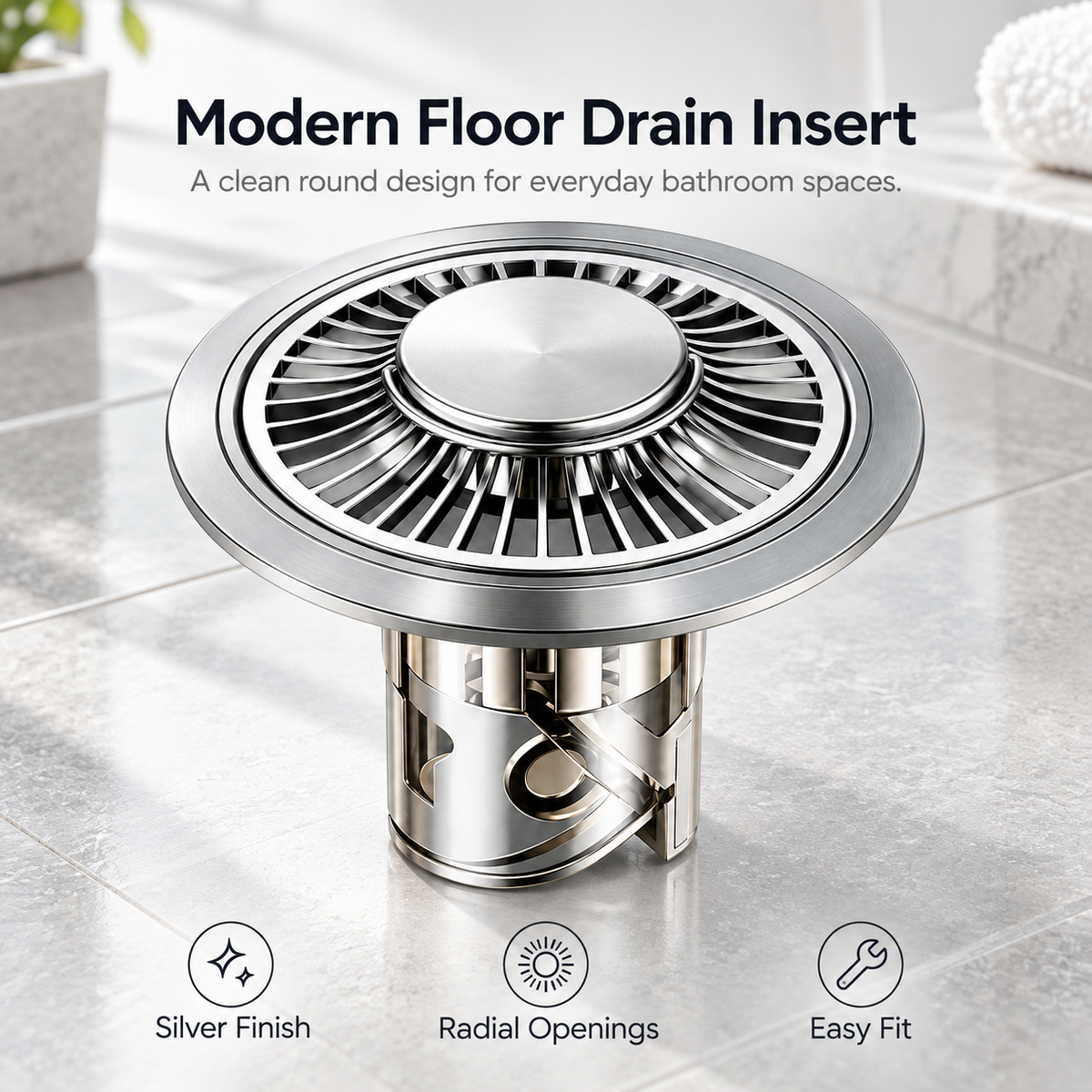 Keepbetterlily Round Floor Drain Insert with Radial Openings