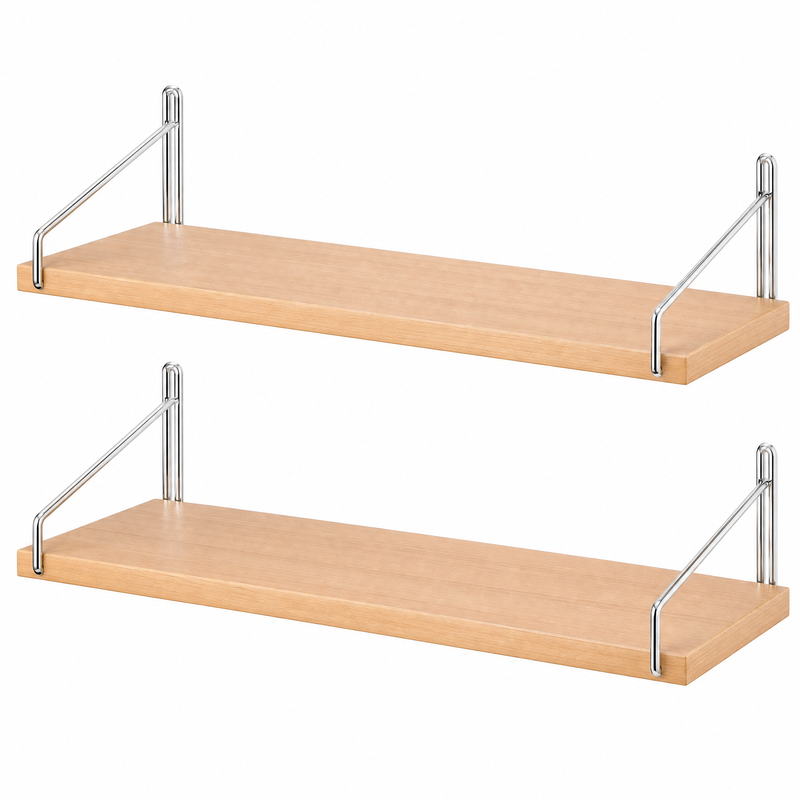 Minimalist Floating Wall Shelf – Wood & Metal Wall Mounted Shelf for Modern Home Storage