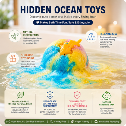 30% 🪴☀️Gentle Kids Bath Bomb Set – Food-Grade Colors, Surprise Toys & Fun Bath Time Adventures