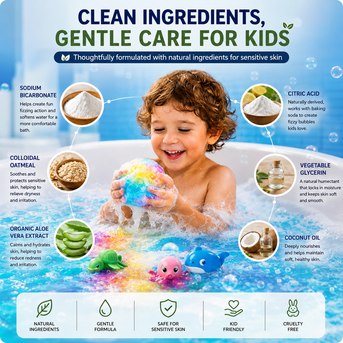 🔥 Limited Time – Save 70% Today❤Gentle Kids Bath Bomb Set 🦘– Food-Grade Colors, Surprise Toys & Fun Bath Time Adventures