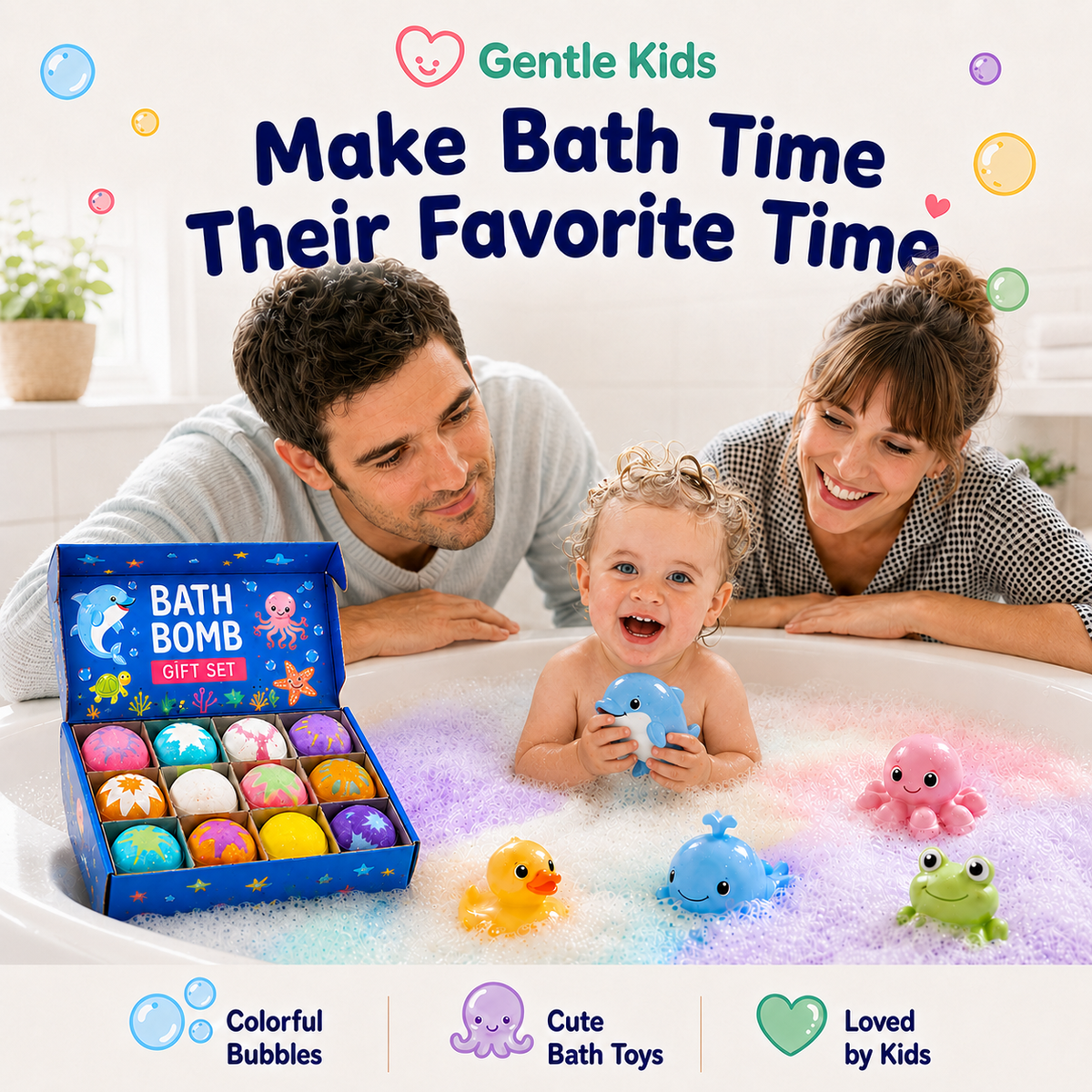 🔥 Limited Time – Save 70% Today❤Gentle Kids Bath Bomb Set 🦘– Food-Grade Colors, Surprise Toys & Fun Bath Time Adventures