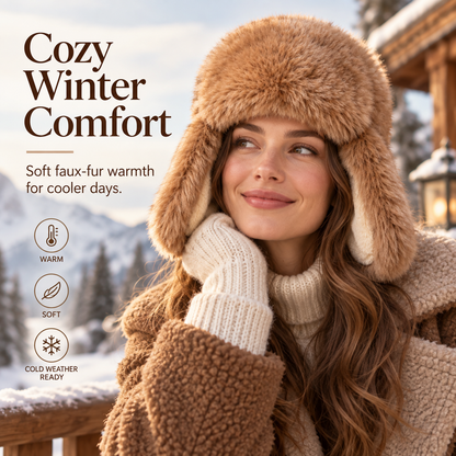 Keepbetterlily®  Faux‑Fur Ear‑Flap Trapper Winter Hat