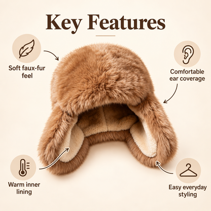 Keepbetterlily®  Faux‑Fur Ear‑Flap Trapper Winter Hat