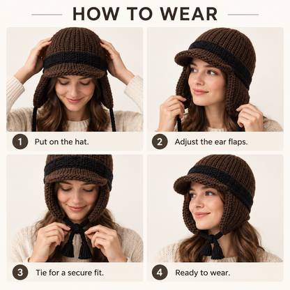 Keepbetterlily® Chunky Knit Ear-Flap Trapper Winter Hat