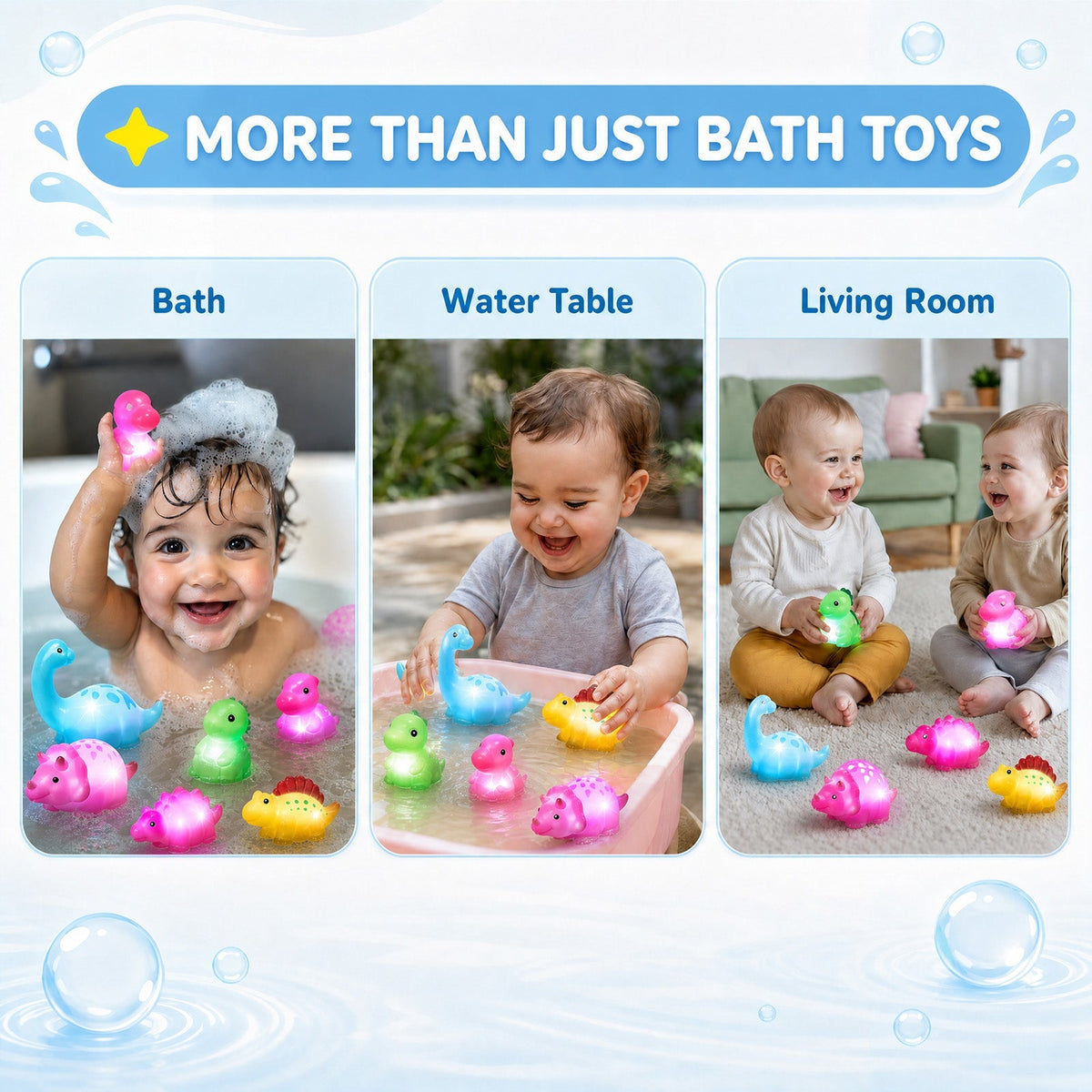 🔥Limited-Time Discount💦BVJ® Baby Light-Up Dinosaur Bath Toy—🎈Lights up in water, changes with temperature, and turns every bath into a fun little adventure.