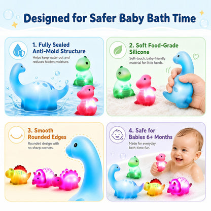 30% 💦BVJ® Baby Light-Up Dinosaur Bath Toy—🎈Lights up in water, changes with  temperature, and turns every bath into a fun little adventure.