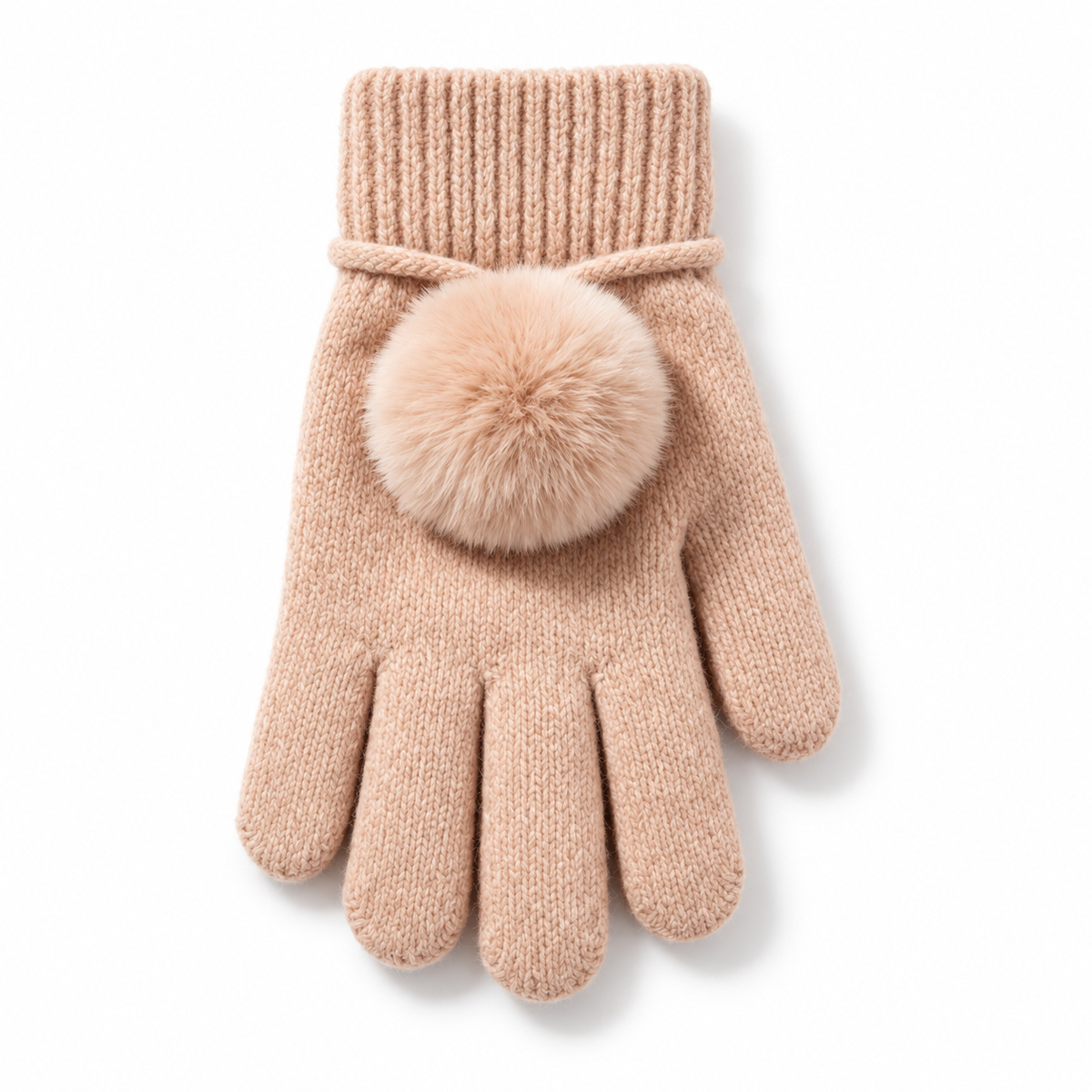 Keepbetterlily® Knit Gloves with Fluffy Pom-Pom