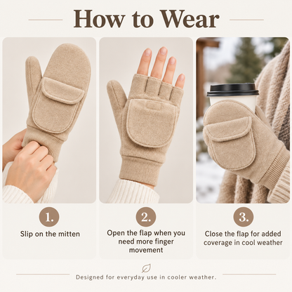 Keepbetterlily® 2‑in‑1 Flip‑Top Fleece Convertible Mittens