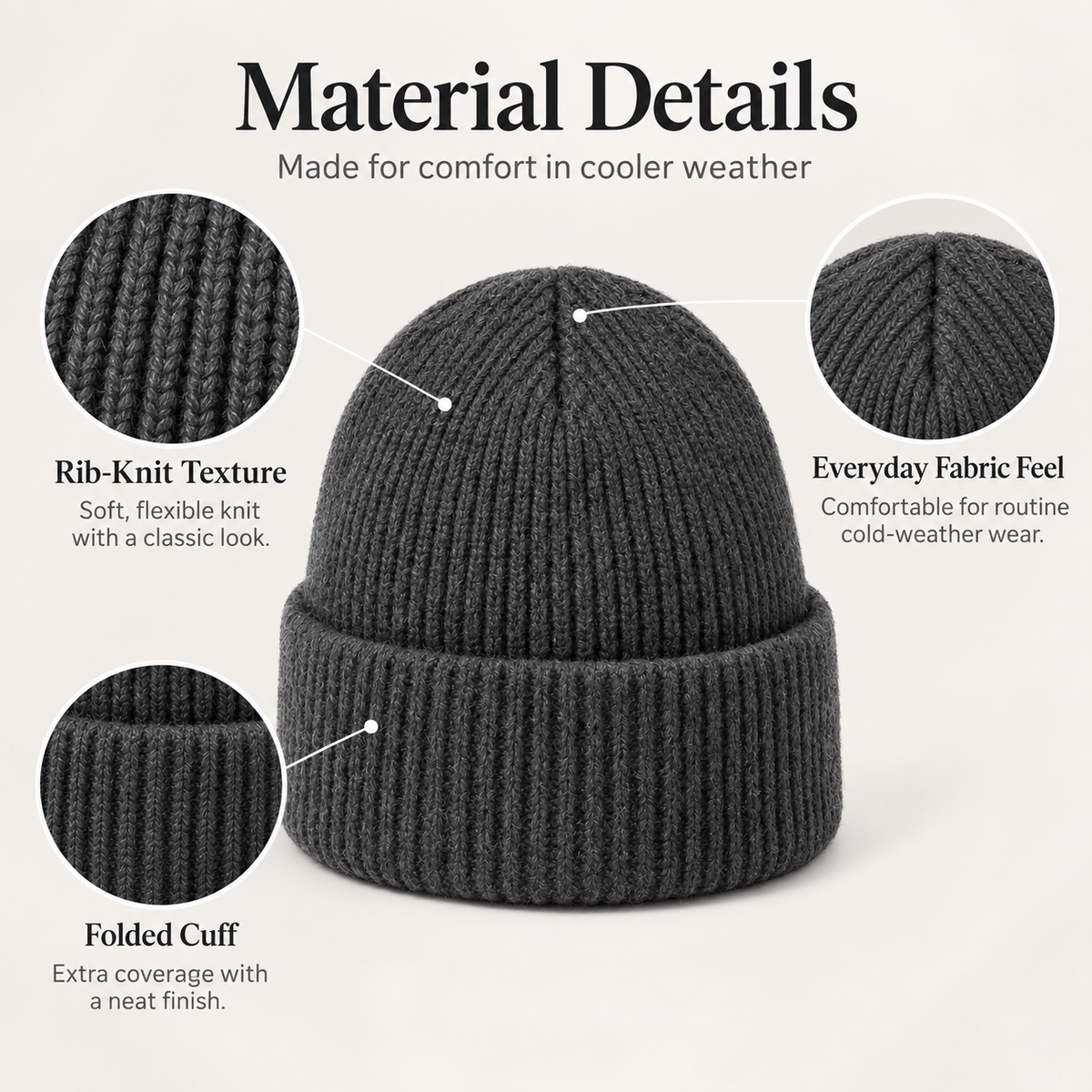 Keepbetterlily® Classic Rib‑Knit Cuffed Winter Beanie