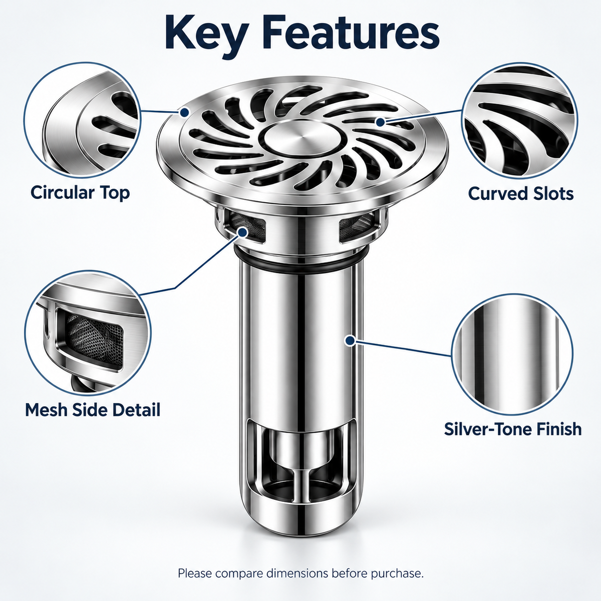 Keepbetterlily Round Floor Drain Insert with Curved Slots