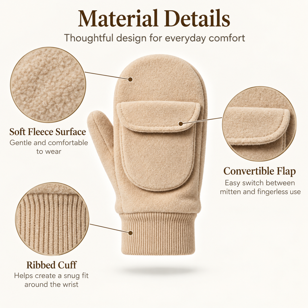 Keepbetterlily® 2‑in‑1 Flip‑Top Fleece Convertible Mittens