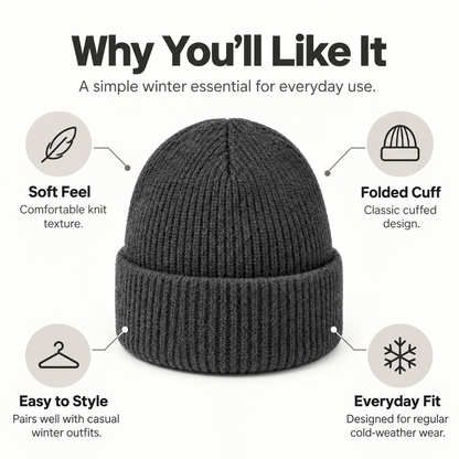Keepbetterlily® Classic Rib‑Knit Cuffed Winter Beanie