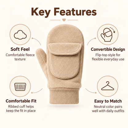 Keepbetterlily® 2‑in‑1 Flip‑Top Fleece Convertible Mittens