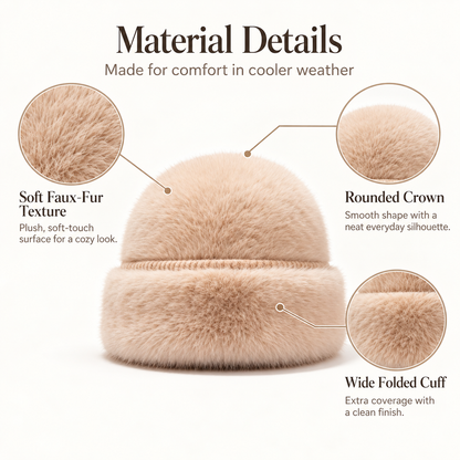 Keepbetterlily®  Soft Faux‑Fur Folded‑Cuff Winter Beanie