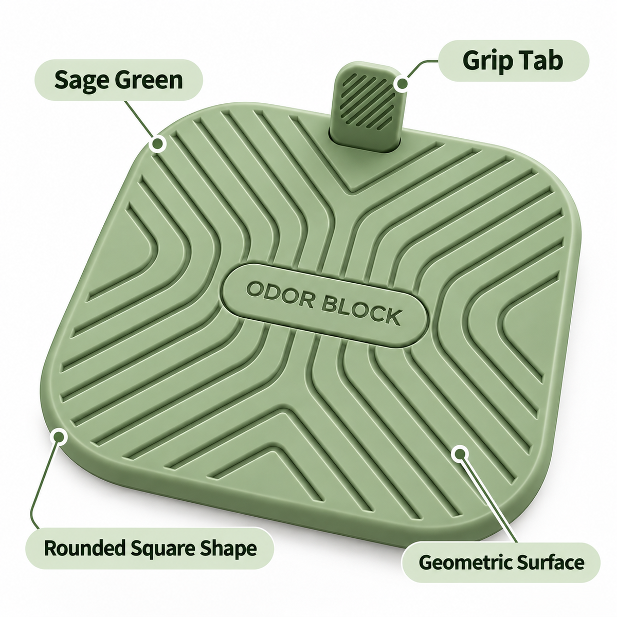 Keepbetterlily Sage Green Drain Cover with Raised Grip Tab