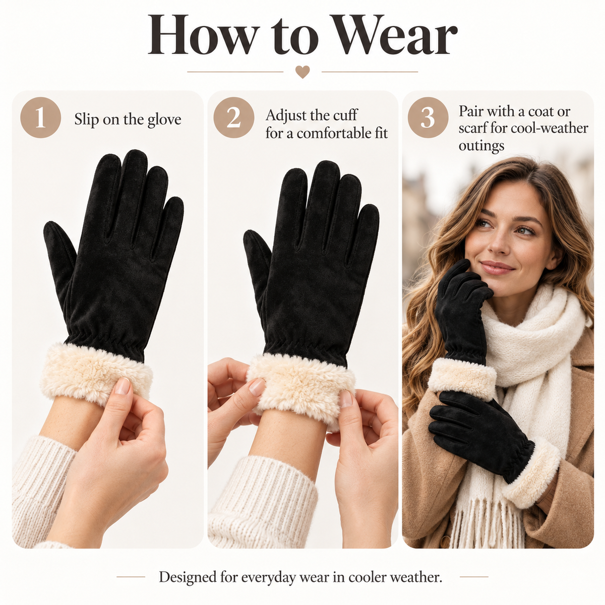 Keepbetterlily® Faux‑Suede Gloves with Sherpa Cuff