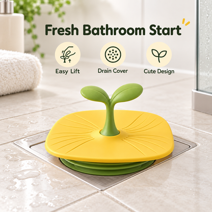 Keepbetterlily Yellow Drain Cover with Green Sprout Handle