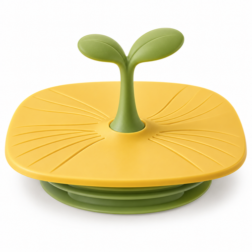 Keepbetterlily Yellow Drain Cover with Green Sprout Handle
