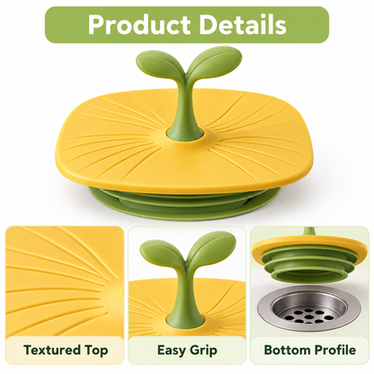 Keepbetterlily Yellow Drain Cover with Green Sprout Handle