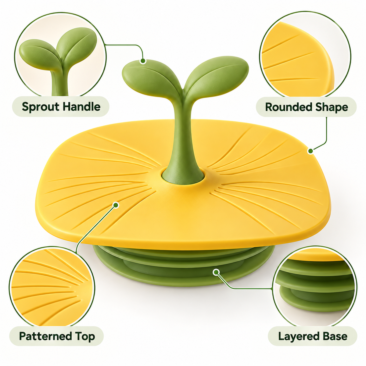 Keepbetterlily Yellow Drain Cover with Green Sprout Handle