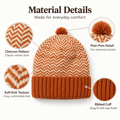 Keepbetterlily®  Cuffed Ribbed Patterned Women Knit Beanie