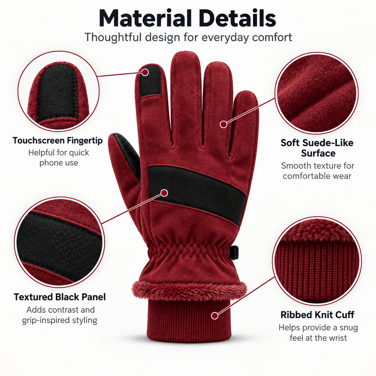 Keepbetterlily®Touchscreen Faux-Suede Winter Gloves