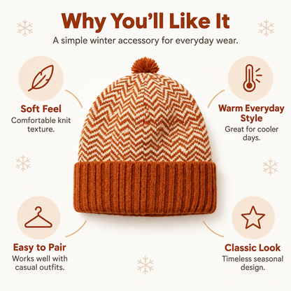 Keepbetterlily®  Cuffed Ribbed Patterned Women Knit Beanie