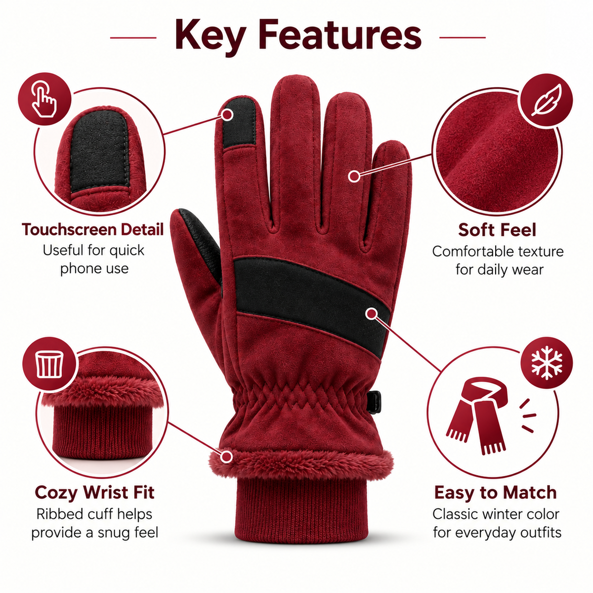 Keepbetterlily®Touchscreen Faux-Suede Winter Gloves