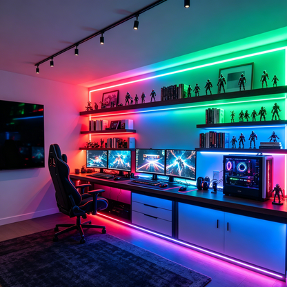 LED Floating Wall Shelves – Modern Wall Mounted Display Shelves with Ambient Lighting