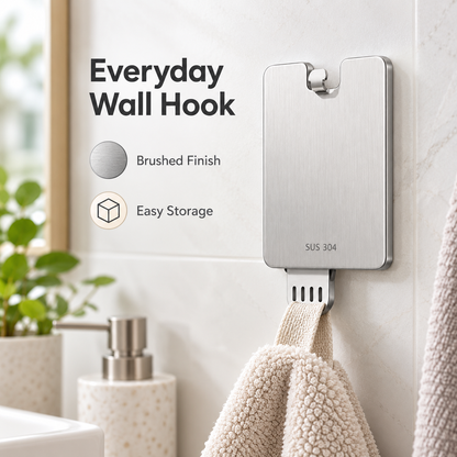Keepbetterlily Silver-Tone Hook Holder with Rectangular Backplate