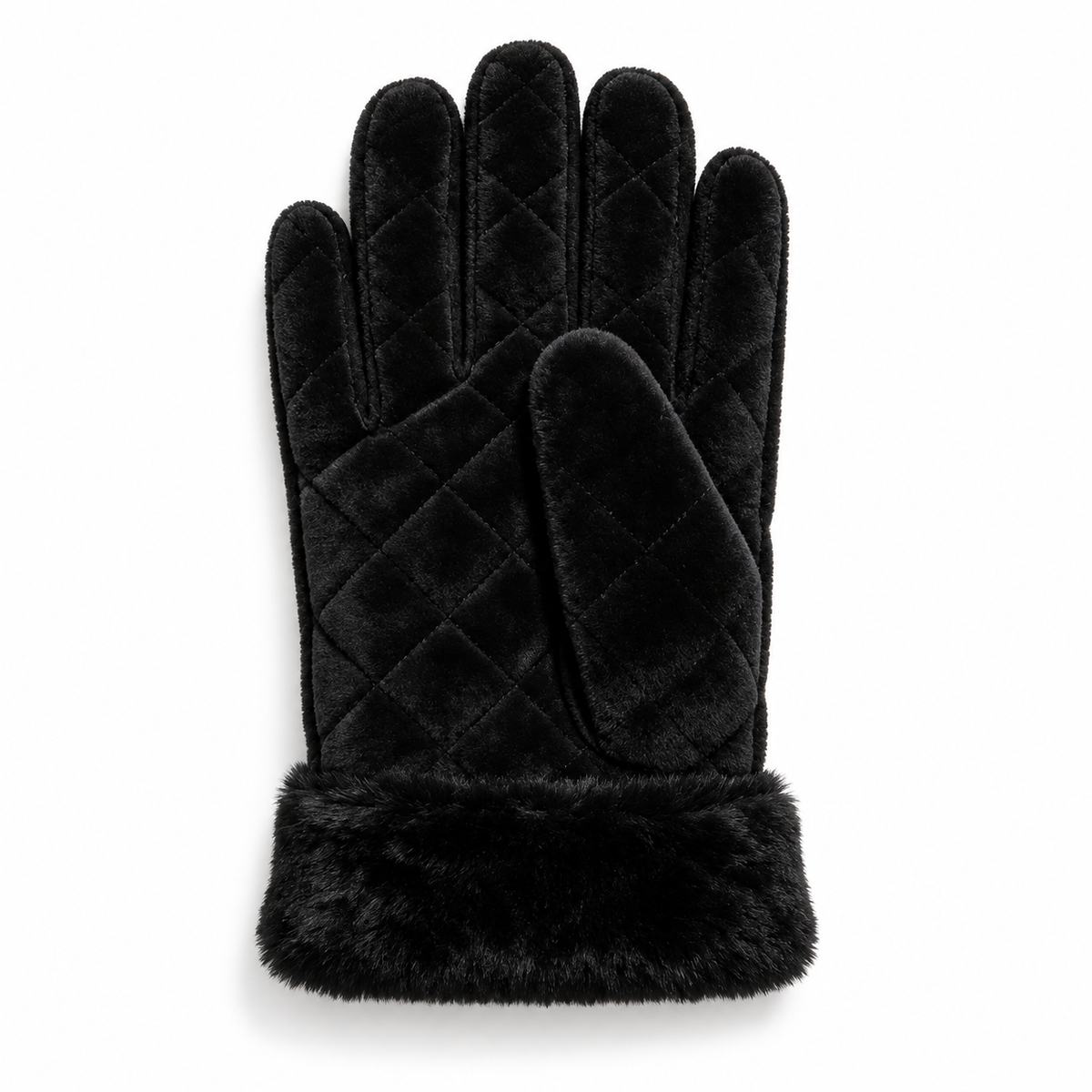 Keepbetterlily® Black Quilted Velvet Winter Gloves