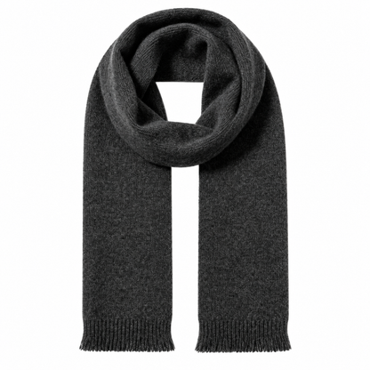 Keepbetterlily®  Dark Grey Solid Knit Fringed Winter Scarf
