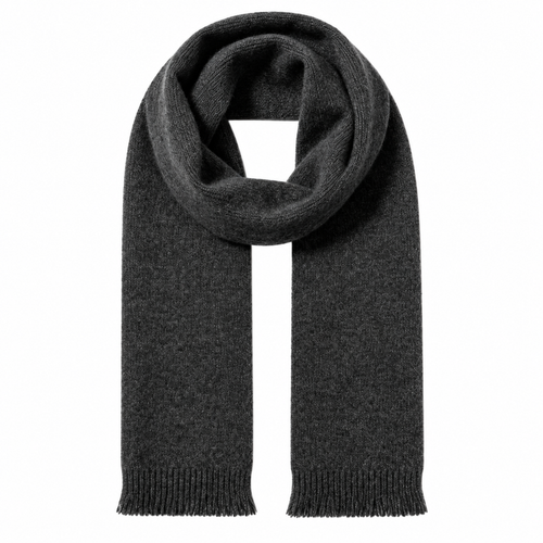 Keepbetterlily®  Dark Grey Solid Knit Fringed Winter Scarf