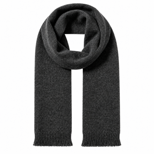 Keepbetterlily®  Dark Grey Solid Knit Fringed Winter Scarf