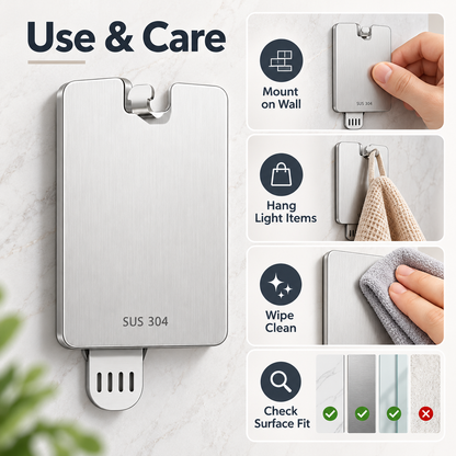 Keepbetterlily Silver-Tone Hook Holder with Rectangular Backplate