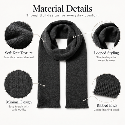 Keepbetterlily®  Dark Grey Solid Knit Fringed Winter Scarf