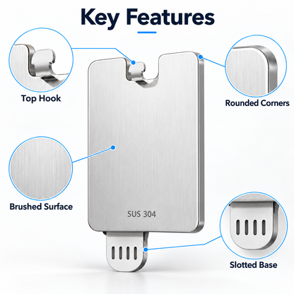 Keepbetterlily Silver-Tone Hook Holder with Rectangular Backplate