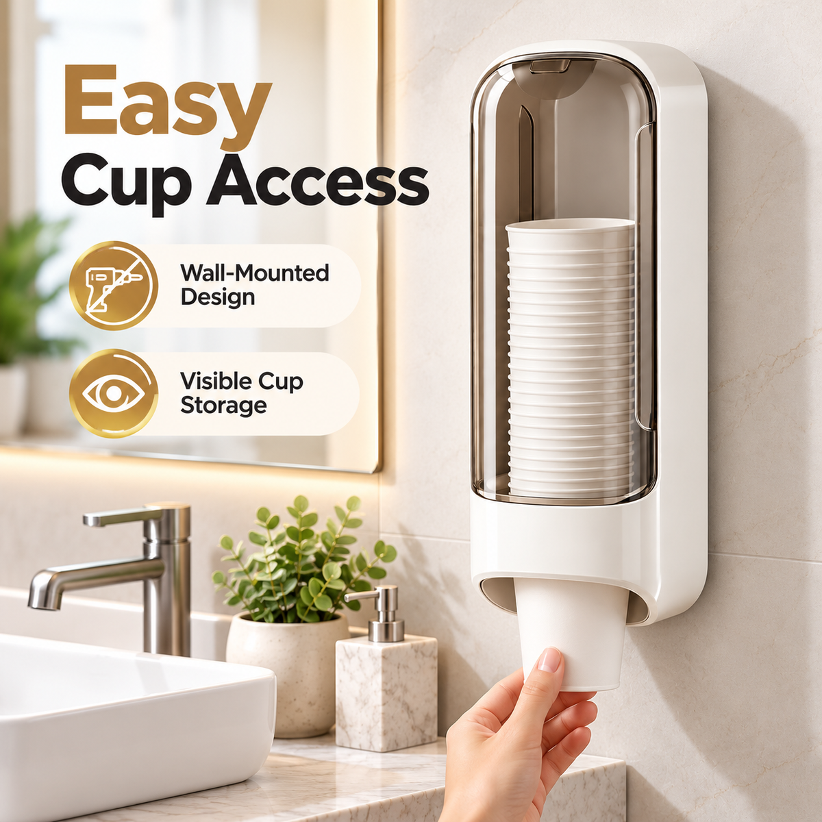 Keepbetterlily Cup Dispenser with Transparent Front Cover