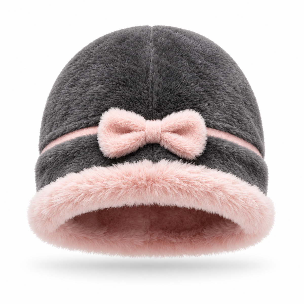 Keepbetterlily®  Cute Bow Decor Faux‑Fur Winter Bucket Hat