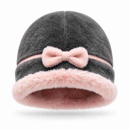 Keepbetterlily®  Cute Bow Decor Faux‑Fur Winter Bucket Hat