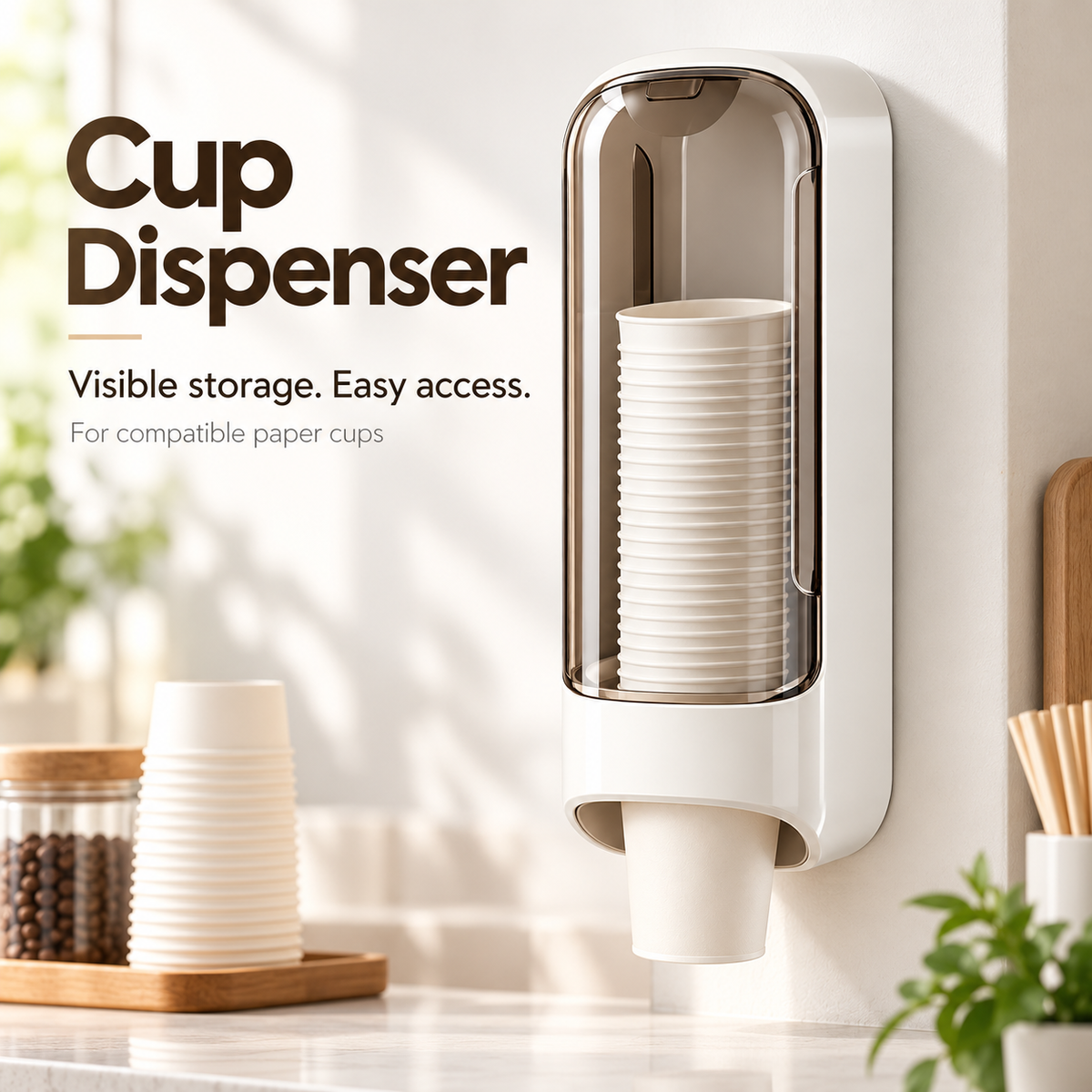 Keepbetterlily Cup Dispenser with Transparent Front Cover