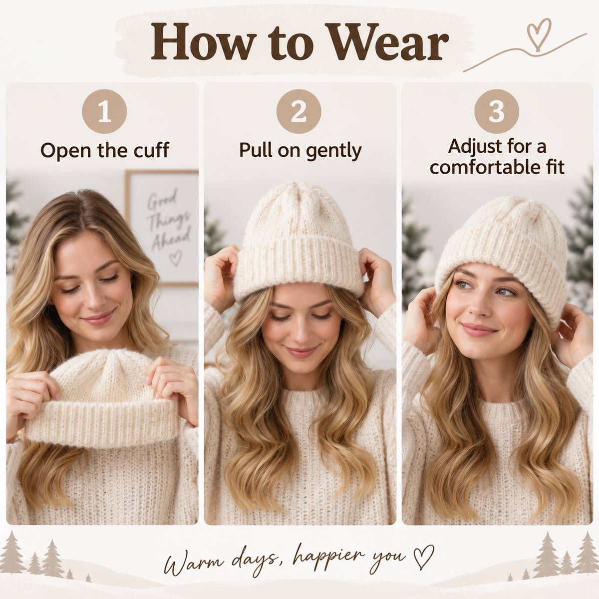 Keepbetterlily®  Chunky Ribbed Knit Folded-Cuff Beanie
