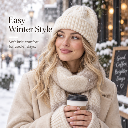 Keepbetterlily®  Chunky Ribbed Knit Folded-Cuff Beanie