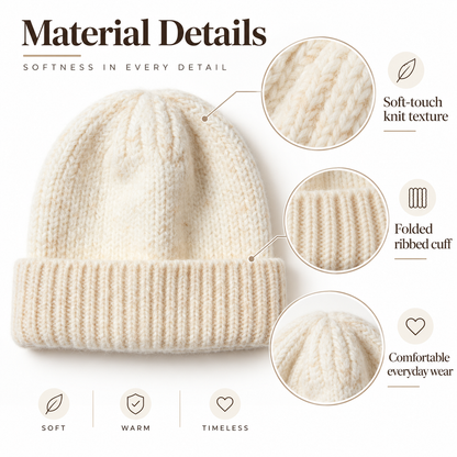 Keepbetterlily®  Chunky Ribbed Knit Folded-Cuff Beanie
