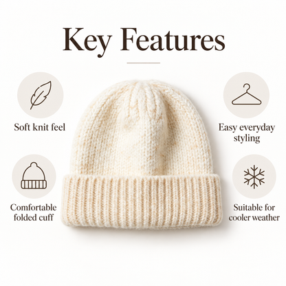 Keepbetterlily®  Chunky Ribbed Knit Folded-Cuff Beanie