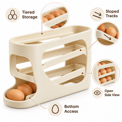 Keepbetterlily Tiered Egg Organizer with Sloped Tracks