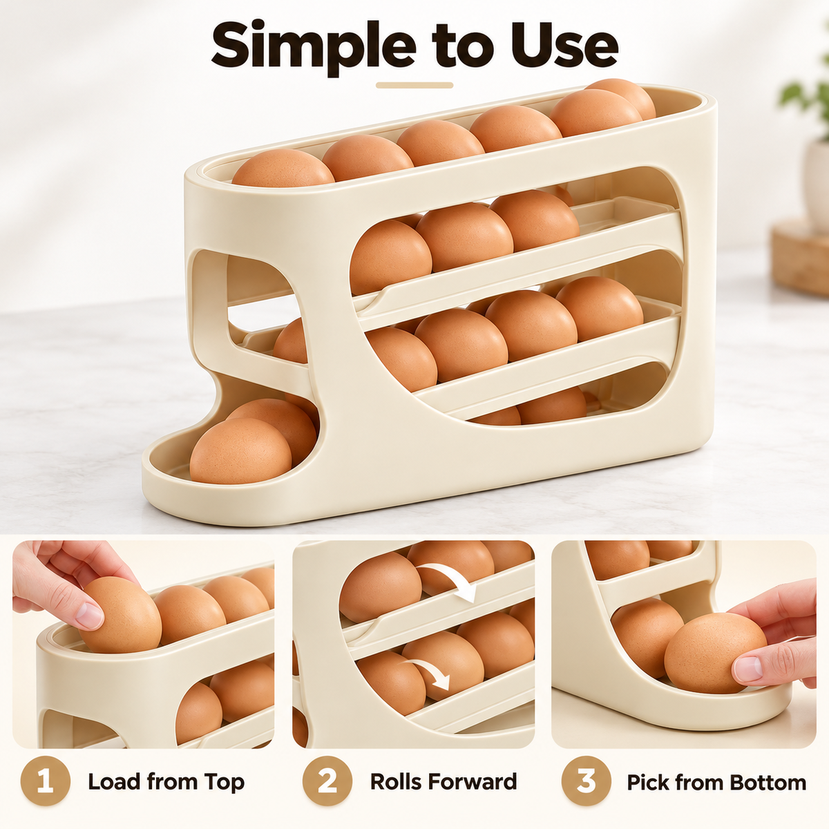 Keepbetterlily Tiered Egg Organizer with Sloped Tracks