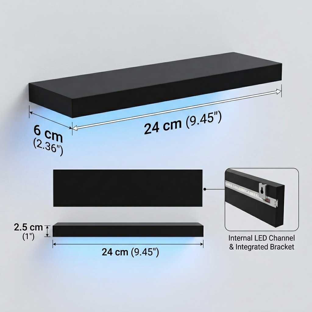 LED Floating Wall Shelves – Modern Wall Mounted Display Shelves with Ambient Lighting