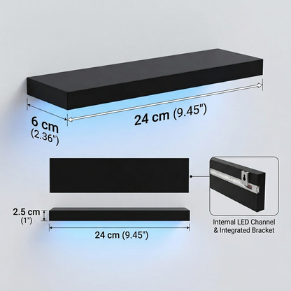 LED Floating Wall Shelves – Modern Wall Mounted Display Shelves with Ambient Lighting