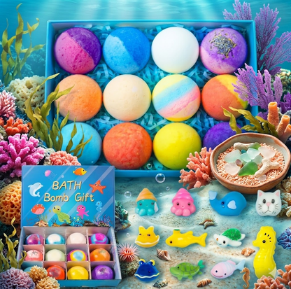 🔥 Limited Time – Save 70% Today❤Gentle Kids Bath Bomb Set 🦘– Food-Grade Colors, Surprise Toys & Fun Bath Time Adventures